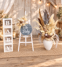 Load image into Gallery viewer, Boho neutral Baby Shower welcome sign &amp; medium urn - HIRE ONLY
