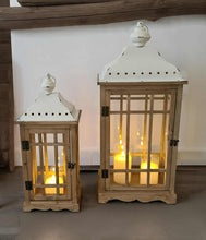 Load image into Gallery viewer, Boho rustic wood lantern - MEDIUM - HIRE ONLY
