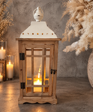 Load image into Gallery viewer, Boho rustic wood lantern - MEDIUM - HIRE ONLY
