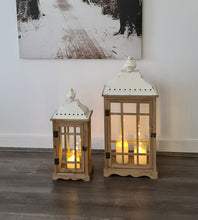 Load image into Gallery viewer, Boho rustic wood lantern - MEDIUM - HIRE ONLY
