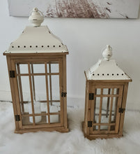 Load image into Gallery viewer, Boho rustic wood lantern - MEDIUM - HIRE ONLY
