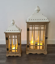Load image into Gallery viewer, Boho rustic wood lantern - MEDIUM - HIRE ONLY

