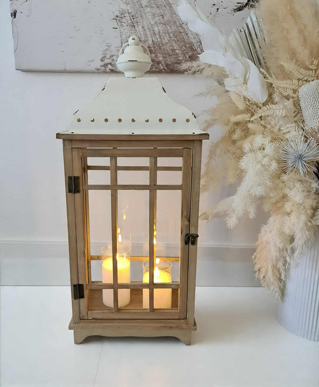 Boho rustic wooden lantern – LARGE - HIRE ONLY