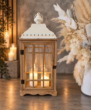 Load image into Gallery viewer, Boho rustic wooden lantern – LARGE - HIRE ONLY
