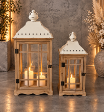 Load image into Gallery viewer, Boho rustic wooden lantern – LARGE - HIRE ONLY
