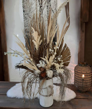Load image into Gallery viewer, Large Boho Rustic flowers in Ribbed urn  - HIRE ONLY
