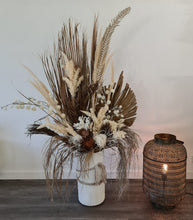 Load image into Gallery viewer, Large Boho Rustic flowers in Ribbed urn  - HIRE ONLY
