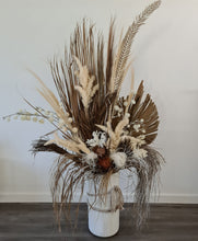 Load image into Gallery viewer, Large Boho Rustic flowers in Ribbed urn  - HIRE ONLY
