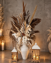 Load image into Gallery viewer, Tall Boho Rustic flowers urn - XL - HIRE ONLY
