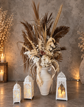 Load image into Gallery viewer, Tall Boho Rustic flowers urn - XL - HIRE ONLY
