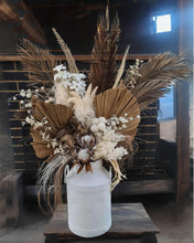 Load image into Gallery viewer, Large Boho rustic flowers in metal urns (milk cans) - HIRE ONLY
