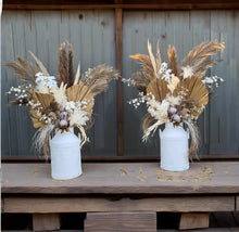 Load image into Gallery viewer, Large Boho rustic flowers in metal urns (milk cans) - HIRE ONLY
