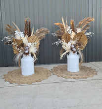 Load image into Gallery viewer, Large Boho rustic flowers in metal urns - HIRE ONLY
