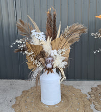 Load image into Gallery viewer, Large Boho rustic flowers in metal urns - HIRE ONLY
