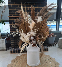 Load image into Gallery viewer, Large Boho rustic flowers in metal urns - HIRE ONLY
