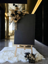 Load image into Gallery viewer, Black &amp; Gold Welcome sing - Flowers &amp; Easel - HIRE ONLY
