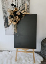 Load image into Gallery viewer, Black &amp; Gold Welcome sing - Flowers &amp; Easel - HIRE ONLY

