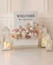 Load image into Gallery viewer, Welcome Flower Box with blush flowers - HIRE ONLY

