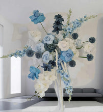 Load image into Gallery viewer, Blue &amp; white hanging flowers for backdrop, arch, arbour - HIRE ONLY
