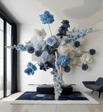 Load image into Gallery viewer, Blue &amp; white hanging flowers for backdrop, arch, arbour - HIRE ONLY
