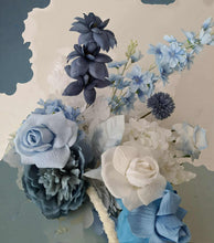 Load image into Gallery viewer, Blue &amp; white hanging flowers for backdrop, arch, arbour - HIRE ONLY

