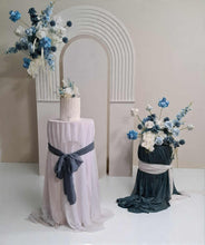 Load image into Gallery viewer, Double arch / backdrop 2 x white blue flowers &amp; plinths Package - HIRE ONLY
