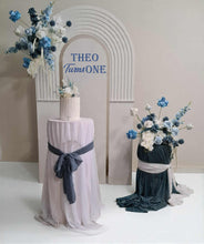 Load image into Gallery viewer, Double arch / backdrop 2 x white blue flowers &amp; plinths Package - HIRE ONLY
