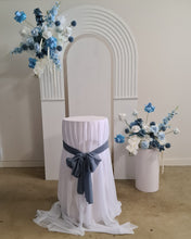 Load image into Gallery viewer, Double arch / backdrop 2 x white blue flowers &amp; plinths Package - HIRE ONLY
