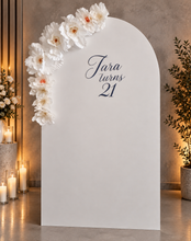 Load image into Gallery viewer, Plain arch / backdrop &amp; white flowers - HIRE ONLY
