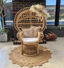 Load image into Gallery viewer, Boho Queen Peacock Chair with chair flowers - HIRE ONLY
