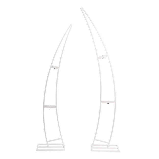 Set of 2 White Curved backdrop Metal arch frame - HIRE ONLY