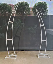 Load image into Gallery viewer, Set of 2 White Curved backdrop Metal arch frame - HIRE ONLY
