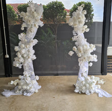 Load image into Gallery viewer, Set of 2 White Curved backdrop Metal arch frame - HIRE ONLY
