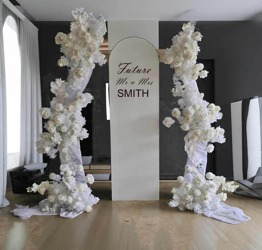 Set of 3 White Curved backdrop arch frames - HIRE ONLY