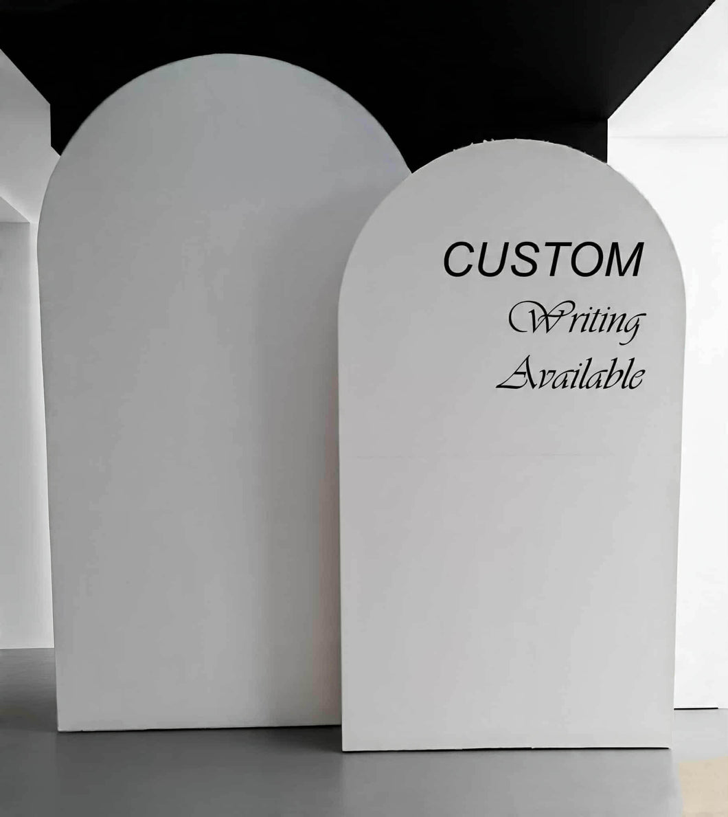 Set of 2 x White arch backdrops (2.1m & 1.8m) - HIRE ONLY