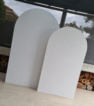 Load image into Gallery viewer, Set of 2 x White arch backdrops (2.1m &amp; 1.8m) - HIRE ONLY
