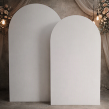 Load image into Gallery viewer, Set of 2 x White arch backdrops (2.1m &amp; 1.8m) - HIRE ONLY
