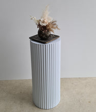 Load image into Gallery viewer, White cylinder ripple plinth cake or flower stand - 50cm - HIRE ONLY
