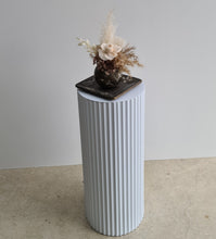 Load image into Gallery viewer, White cylinder ripple plinth cake or flower stand - 50cm - HIRE ONLY
