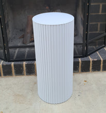 Load image into Gallery viewer, White cylinder ripple plinth cake or flower stand - 55cm - HIRE ONLY
