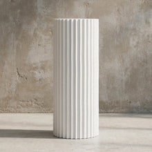 Load image into Gallery viewer, White cylinder ripple plinth cake or flower stand - 55cm - HIRE ONLY
