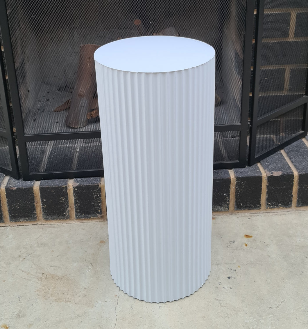 White cylinder ripple plinth cake or flower stand - 55cm - HIRE ONLY