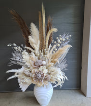Load image into Gallery viewer, Boho set up Peacock Queen Chair, Chair Flowers &amp; Flowers in urn - HIRE ONLY

