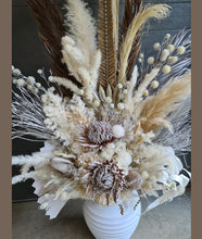 Load image into Gallery viewer, Boho set up Peacock Queen Chair, Chair Flowers &amp; Flowers in urn - HIRE ONLY
