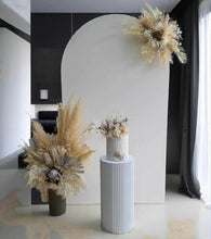Load image into Gallery viewer, White cylinder ripple plinth cake or flower stand - 60cm - HIRE ONLY
