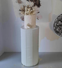 Load image into Gallery viewer, White cylinder ripple plinth cake or flower stand - 60cm - HIRE ONLY
