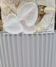 Load image into Gallery viewer, White cylinder ripple plinth cake or flower stand - 75cm - HIRE ONLY
