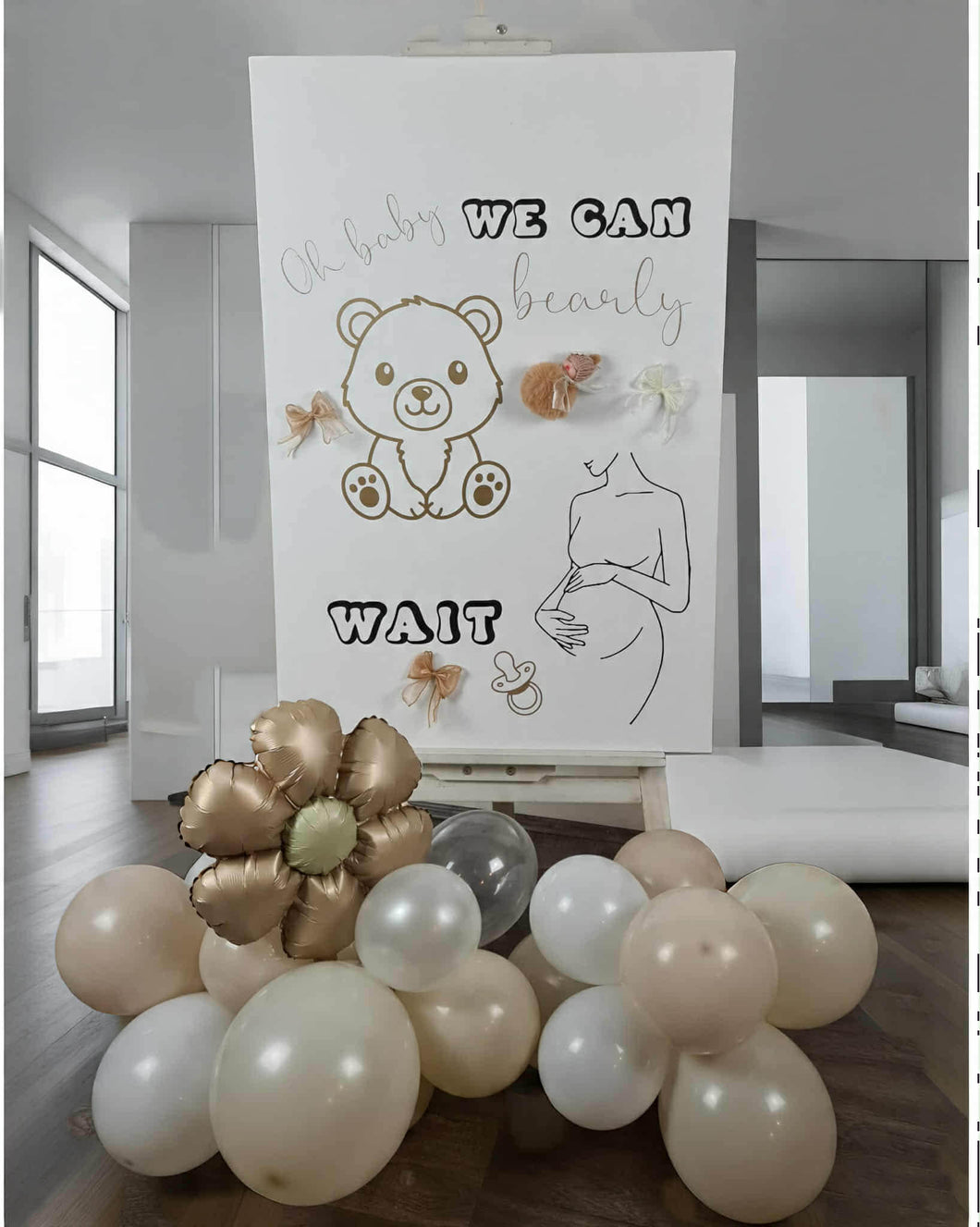 Baby shower neutral welcome sign (easel, board & balloons) - HIRE ONLY