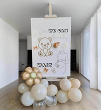 Load image into Gallery viewer, Baby shower neutral welcome sign (easel, board &amp; balloons) - HIRE ONLY
