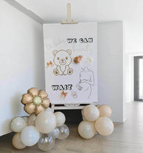 Load image into Gallery viewer, Baby shower neutral welcome sign (easel, board &amp; balloons) - HIRE ONLY
